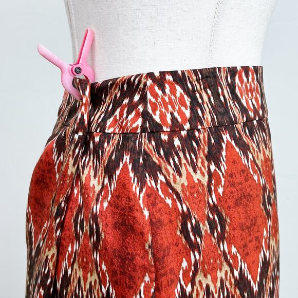 Jones New York 100% Silk Autumn Boho Faux Wrap Straight Skirt NWT - Picture 5 of 9